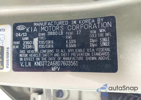 2013 Kia Soul + из США, поврежденный, VIN KNDJT2A68D7603561